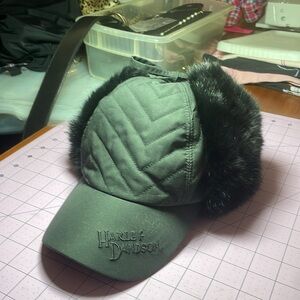 Black Quilted Winter Hat with Ear Flaps